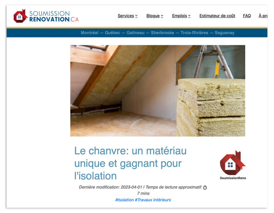 Article de blogue sur le chanvre sur SoumissionRenovation.ca